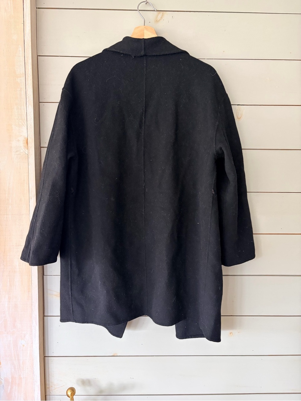 Zara Woman Black Draped Wool Blend Coatigan Jacket Medium - Picture 3 of 4